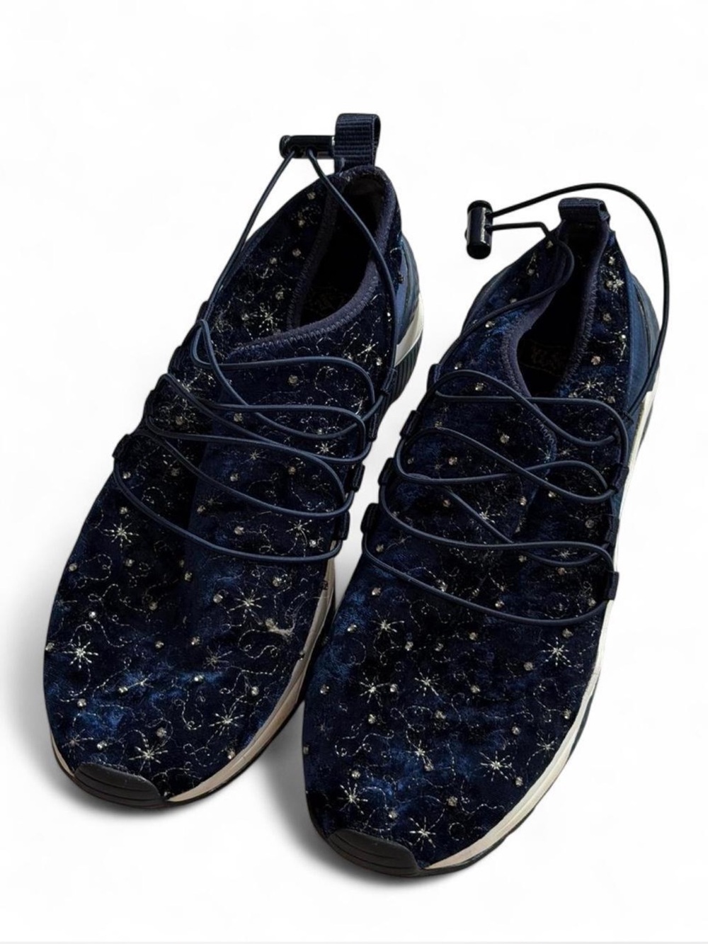 ASH Star Sneakers Blue Velvet Constellation Crystal Embellished EU 38